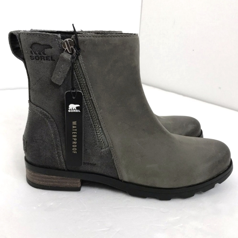 Sorel Emelie II Quarry Size Zip Waterproof Ankle Booties Women's 8.5 New
